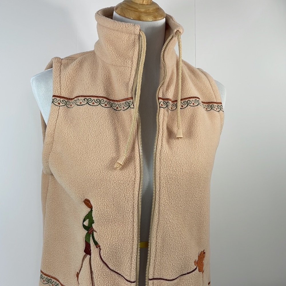 VINTAGE Fleece Sleeveless vest, women and dog, Small